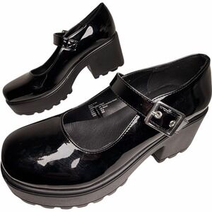 Seychelles Lug Sole Patent Platform Mary Janes Black Women's 8.5 Whimsigoth Prep